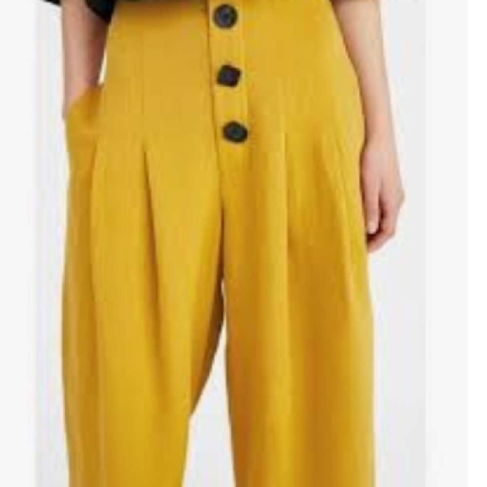 Zara Mustard Wide Leg linen blend Pants-S